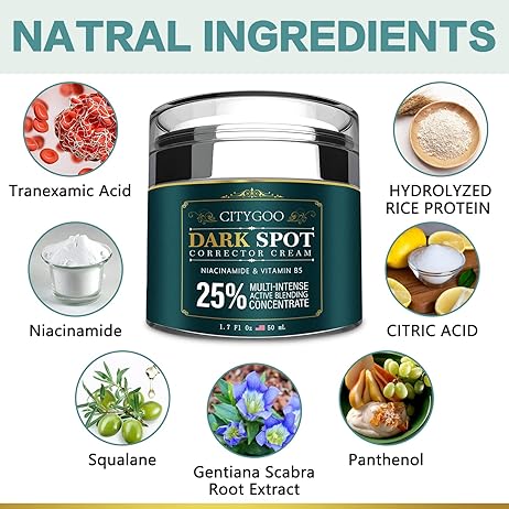 CITYGOO Dark Spot Remover for Face: Dark Spot Corrector Cream - Enriching Skin Care For All Skin Tones - Melasma Freckle Sun Spot Remover & Blemish Reducer-1.7 FL OZ