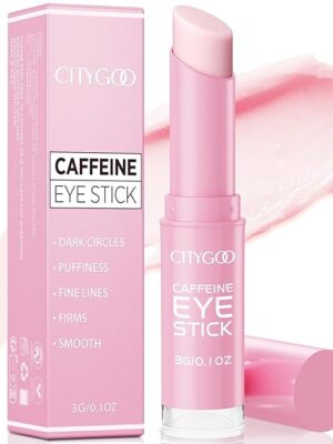 CITYGOO Caffeine Eye Cream Stick: Anti-Aging Firming & Dark Circles Moisturizing Balm for Puffiness & Eye Bags - Travel-friendly for Women (Caffeine Pink 3g)