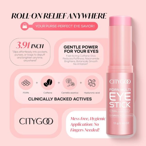 CITYGOO PDRN Volume Multi Balm: Caffeine & Volufiline Powered Stick for Dark Circles & Puffiness - Plumping & Firming - Collagen Anti-Wrinkle & Hydrating Care for Under-Eyes Face & Neck 13g