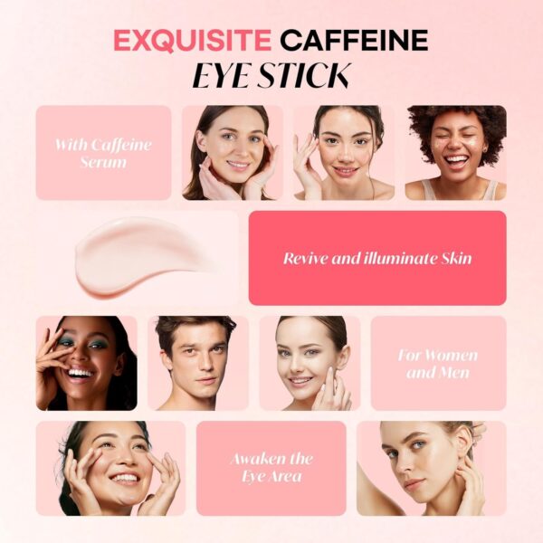 CITYGOO Caffeine Eye Cream Stick: Anti-Aging Firming & Dark Circles Moisturizing Balm for Puffiness & Eye Bags - Travel-friendly for Women (Caffeine Pink 3g)